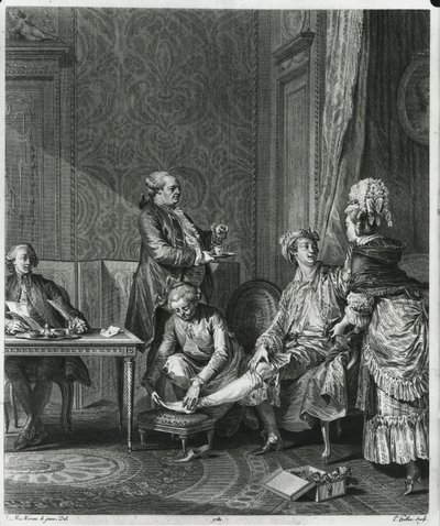 Der Empfang, graviert von Louis Michel Halbou (1730-ca. 1809), 1781 von Jean Michel the Younger Moreau