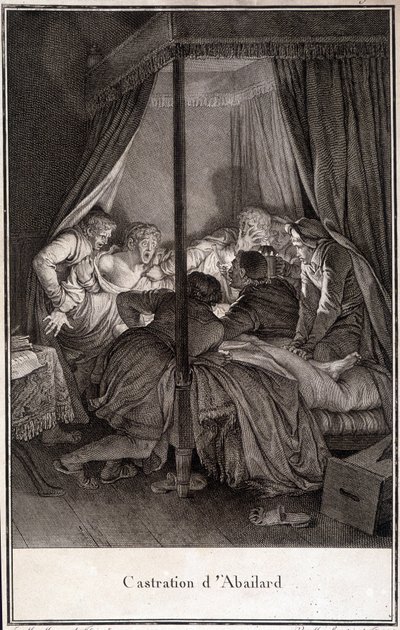 Kastration von Pierre Abélard oder Pierre Abailard, französischer Philosoph und Theologe (1079-1142). Gravur von Moreau. von Jean Michel the Younger Moreau