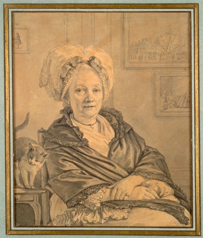 Sitzende Frau mit einer Katze, ca. 1776 von Jean Michel the Younger Moreau