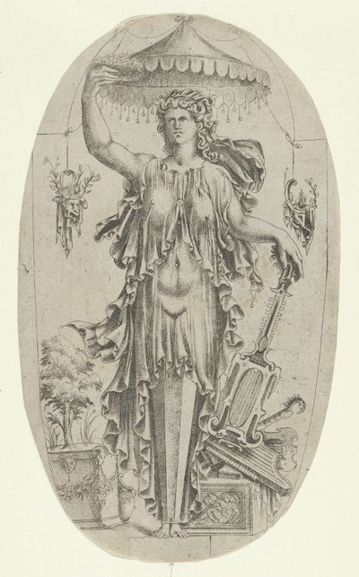 Term in Form einer Frau mit Musikinstrument, 1535-55 von Jean Mignon