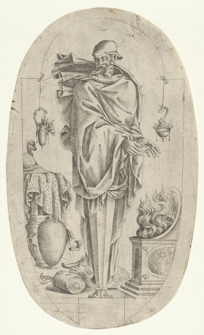Terminus in Form eines alten Mannes, der sich die Hände wärmt von Jean Mignon