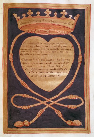Fol. 61r Das gekrönte Herz des Mutes, aus dem Bericht über die Beerdigung von Anne von Bretagne (1477-1514) 1515 von Jean Perreal