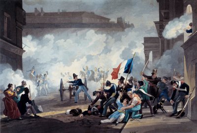 Revolution von 1830: Ein Student der Ecole Polytechnique ergriff ein Kanonenstück während der Eroberung des Palais-Royal am 28. Juli von Jean Pierre Marie Jazet