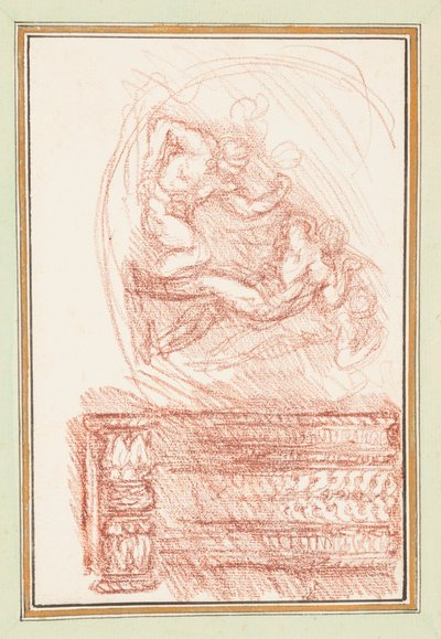 Zwei männliche Figuren und ein dekoratives Motiv von Jean Robert Ango