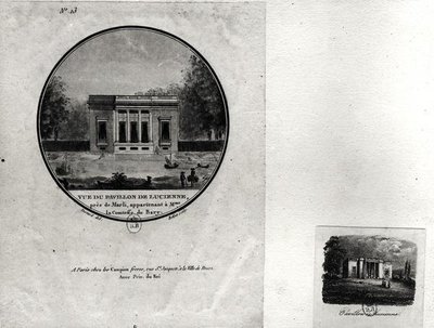 Ansicht eines Pavillons in Louveciennes, gebaut von Claude-Nicolas Ledoux (1736-1806) für Madame du Barry von Jean Testard