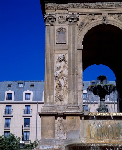 Detail des Brunnens der Unschuldigen, der die Nymphen darstellt von Jean and Lescot Pierre Goujon