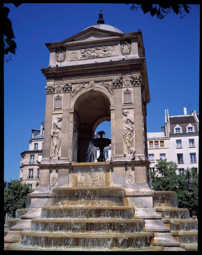 Architektur: Ansicht des Brunnens der Unschuldigen. Entworfen von den Architekten Jean Goujon, Augustin Pajou und Pierre Lescot von Jean and Lescot Pierre Goujon