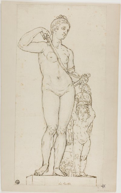Skulptur von Venus und Amor mit Mars