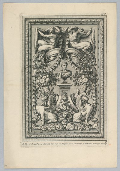Blatt aus dem Set, „Ornemens de Peaneaux pour... Lambris“ von Jean le Pautre