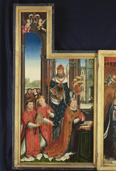 Polyptychon der Verherrlichung der Heiligen Dreifaltigkeit, Tafel mit Äbten, 1509-15 von Jean the Elder Bellegambe