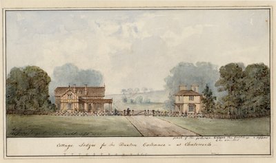 Entwurf für die Lodges in Edensor im Chatsworth Park von Jeffry Wyatville