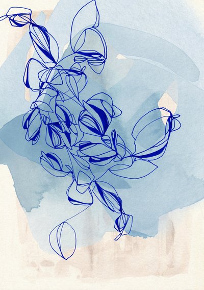Fließende blaue Botanicals von Jenja Braun