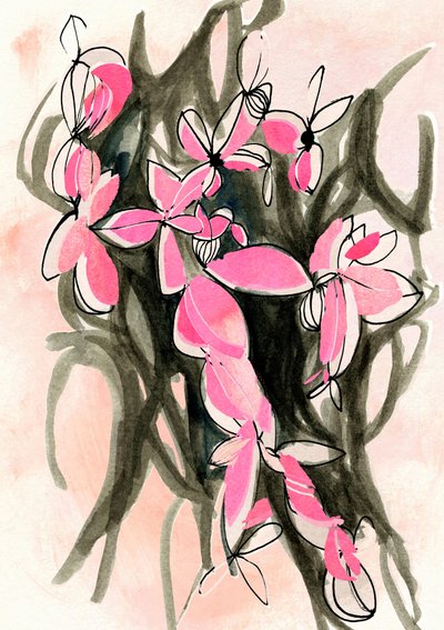 Rosa Abstrakte Blumen von Jenja Braun