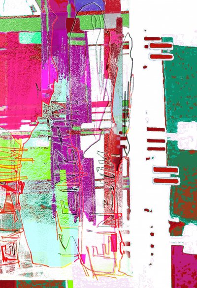 Lebendiger Glitch-Abstrakt von Jenja Braun