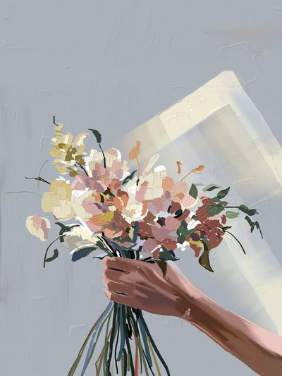 Hand Hält Pastellblumen von Jenna Alheit