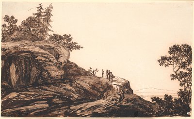 Berglandschaft mit Leuten und Eseln auf einem Weg von Jens Juel
