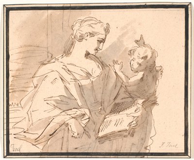 Eine Heilige mit einem Buch und einem Putto von Jens Juel