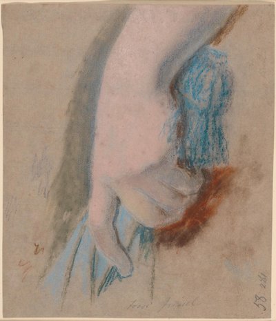 Studie zum Rybergschen Familienbild; Frau Rybergs linke Hand hält einen blauen Sonnenschirm von Jens Juel