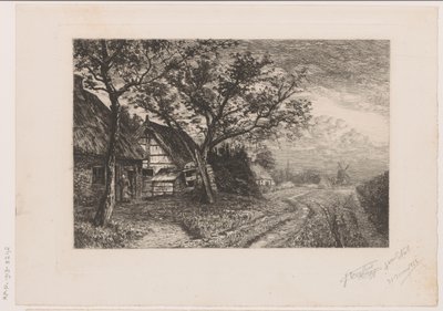 Landschaft mit Bauernhöfen und Mühle von Jerôme Tuyttens (signed by artist)