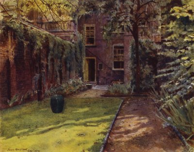 Carlyle House, Blick auf Garten und Haus (Farblithografie) von Jessie MacGregor