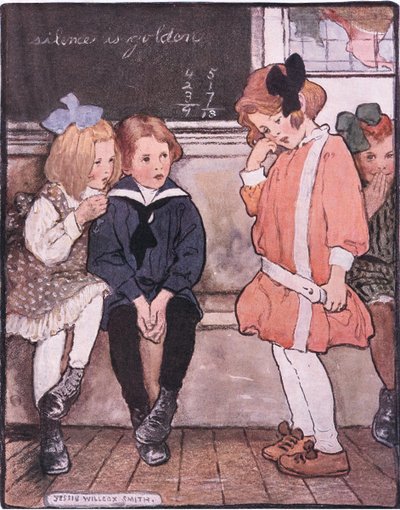 Sie kam von der Plattform herunter und unterdrückte tapfer ihre Tränen von Jessie Willcox Smith