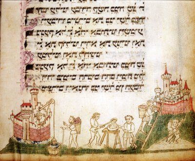 Fragment einer Seite des Machazor: Gebetbuch auf Hebräisch von Jewish School