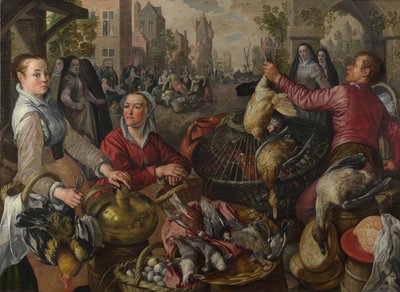 Die vier Elemente: Luft. Ein Geflügelmarkt mit dem verlorenen Sohn im Hintergrund, 1569 von Joachim Beuckelaer