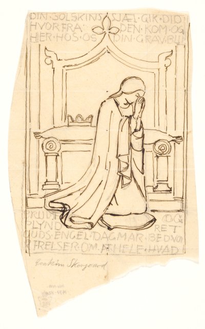 Skizze zum Dronning Dagmar-Fresko in der St. Bendts Kirche in Ringsted von Joakim Frederik Skovgaard