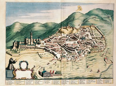 Karte von Assisi aus Theatrum civitatum et admirandorum Italiae, Gravur von Joan Blaeu
