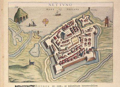 Karte von Nettuno aus Theatrum civitatum et admirandorum Italiae, Gravur von Joan Blaeu