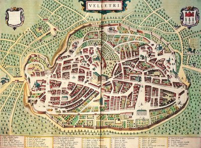 Karte von Velletri, aus Theatrum civitatum et admirandorum Italiae, Stich von Joan Blaeu