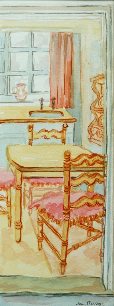 Rote Landhausküche, Suffolk, 2000 von Joan Thewsey