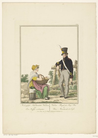 Stehender Soldat mit sitzender Kaffeeverkäuferin von Joannes Bemme
