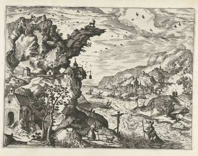 Landschaft mit dem heiligen Christophorus von Joannes van Doetechum (I) (attributed to)