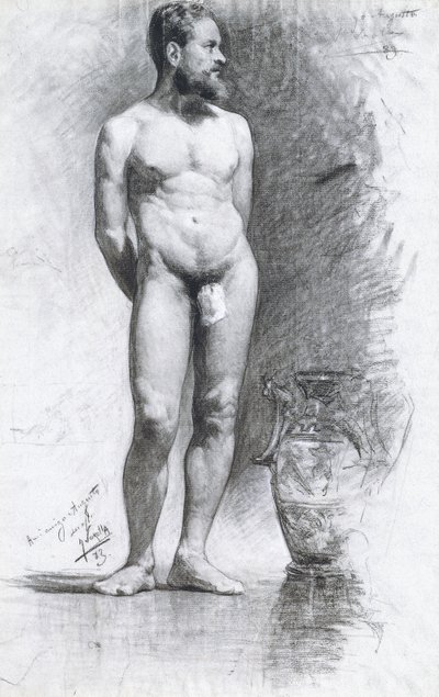 Akademischer männlicher Akt mit einer griechischen Urne, 1883 von Joaquín Sorolla