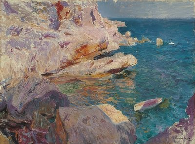 Felsen von Jávea mit weißem Boot von Joaquín Sorolla