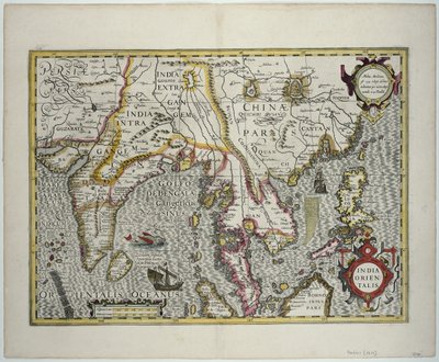 Der indische Subkontinent zu den Philippinen über die nördlichen Teile des indonesischen Archipels und die malaiische Halbinsel von Jodocus Hondius
