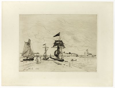 Pier im Hafen von Honfleur von Johan Barthold Jongkind