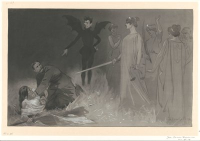 Chamberlain als der Teufel und Kitchener in einer politischen Allegorie auf den Krieg in Transvaal von Johan Braakensiek