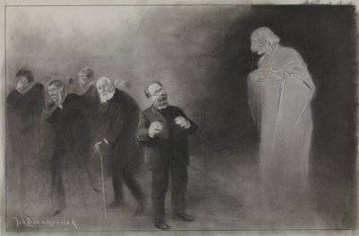 Entwurf für eine Illustration in De Amsterdammer: Das Vergessen von Schimmel im Neujahrswunsch des Stadttheaters, 13. Januar 1907 von Johan Braakensiek