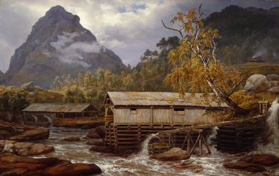 Sägewerk in Kaupanger von Johan Christian Dahl
