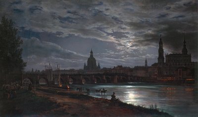 Ansicht von Dresden bei Mondschein von Johan Christian Dahl