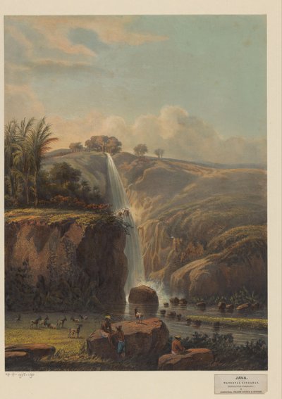 Ansicht des Wasserfalls in Singahan von Johan Conrad Greive