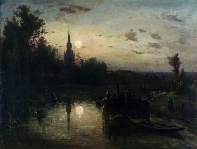 Johan Jongkind - Mondschein in Overschie von Johan Jongkind