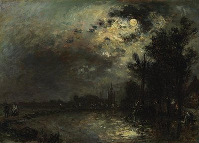 Ansicht auf Overschie im Mondlicht von Johan Jongkind