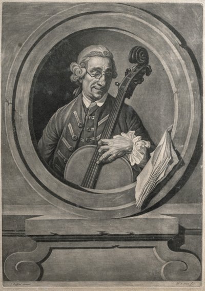 Porträt eines Musikers, möglicherweise Franz Joseph Haydn, graviert von M.A. Picot von Johan Joseph Zoffany