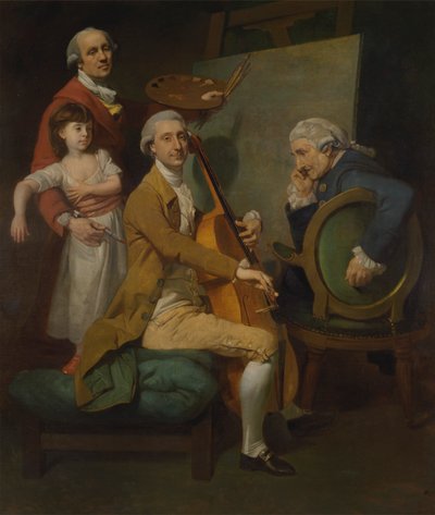 Selbstporträt mit seiner Tochter Maria Theresa, James Cervetto und Giacobbe Cervetto von Johan Joseph Zoffany RA