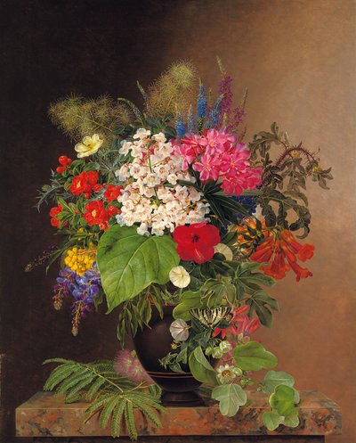 Winde, Lupinen, Ehrenpreis und Fuchsie in einer Vase, 1833 von Johan Laurents Jensen