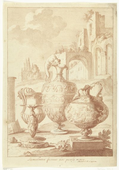 Kerzenhalter und drei Vasen (Vasen und Kerzenhalter) von Johan Teyler (attributed to)
