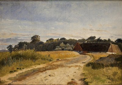 Ein Gehöft bei Lodskov nahe dem Vognserup Herrenhaus. Studie von Johan Thomas Lundbye